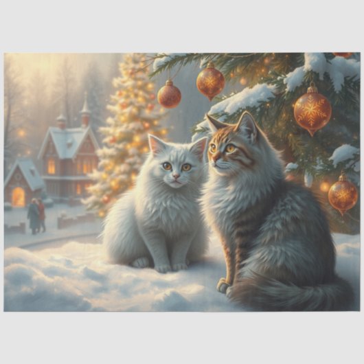 Süßes Weihnachtskatzen-Tissue-Papier Seidenpapier (Vorderseite)