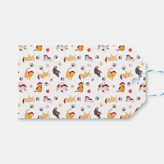 Süßes Weihnachtskatzenmuster Geschenkanhänger (Vorderseite (Horizontal))