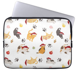 Süßes Weihnachtskatzenmuster Laptopschutzhülle