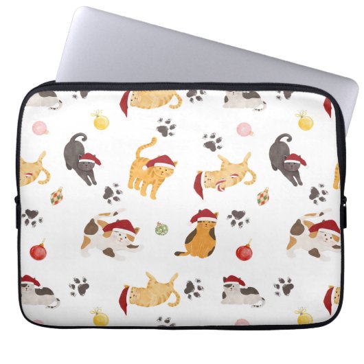 Süßes Weihnachtskatzenmuster Laptopschutzhülle (Vorderseite)