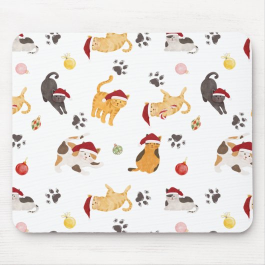 Süßes Weihnachtskatzenmuster Mousepad (Vorne)