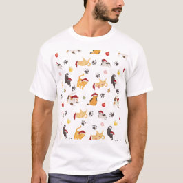 Süßes Weihnachtskatzenmuster T-Shirt