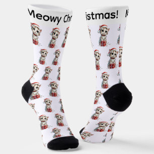 Süßes Weihnachtskitten auf Geschenkbox Socken