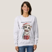 Süßes Weihnachtskitten auf Geschenkbox Sweatshirt (Vorne ganz)