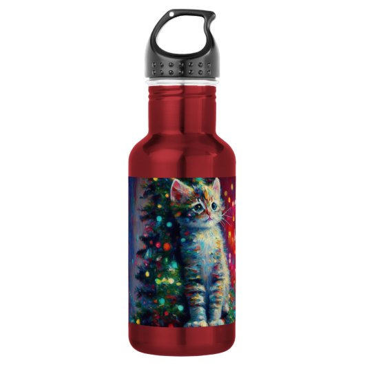 Süßes Weihnachtskitten Edelstahlflasche (Vorderseite)