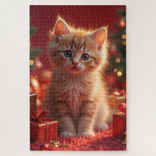 Süßes Weihnachtskitten Puzzle (Vertikal)