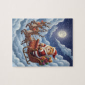 Süßes Weihnachtskitten und Rentiere  Puzzle (Horizontal)