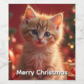 Süßes Weihnachtskitten Weinetikett (Einzelnes Label)