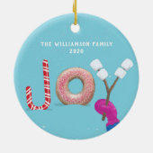 Süßes Weihnachtslied Candy Donut Marshmallow Blue Keramik Ornament (Hinten)