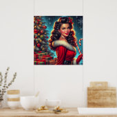 Süßes Weihnachtsmädchen Poster (Küche)