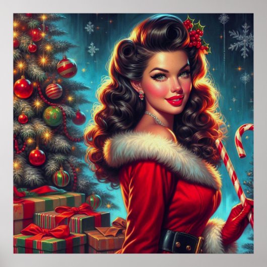 Süßes Weihnachtsmädchen Poster (Vorne)