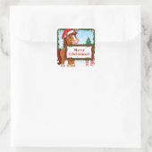 Süßes Weihnachtspferd Quadratischer Aufkleber (Tasche)