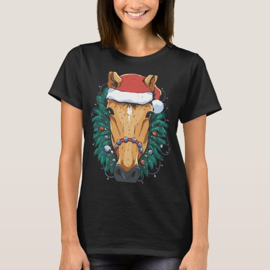 Süßes Weihnachtspferd T-Shirt (Vorderseite)