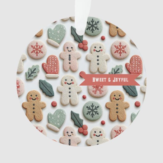 Süßes Weihnachtsplätzchen-Muster Ornament (Vorderseite)