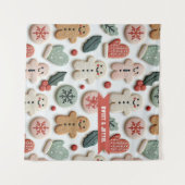 Süßes Weihnachtsplätzchen-Muster Wandteppich (Vorderseite (Horizontal))