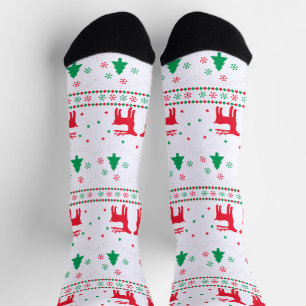 Süßes Weihnachtsrentier und Weihnachtsbaum-Muster Socken