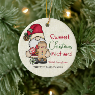 Süßes Weihnachtswunsch Gnome Gingerbrot Keramik Ornament