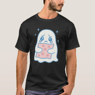 Süßes weinendes Geist-Hug-Design Rosa Kawaii Hallo T-Shirt