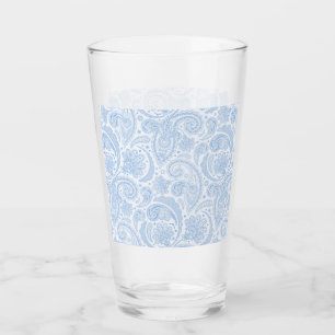 Süßes weißes blaues Paisleymuster Glas