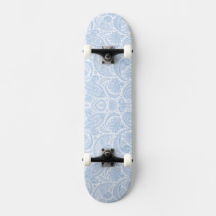 Süßes weißes blaues Paisleymuster Skateboard