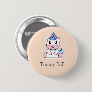 Süßes weißes Einhorn rosa Button