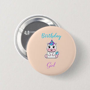 Süßes weißes Einhorn rosa Button