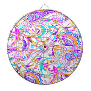 Süßes weißes farbenfrohes Paisley-Design Dartscheibe
