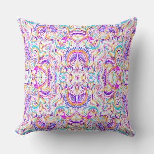 Süßes weißes farbenfrohes Paisley-Design Kissen