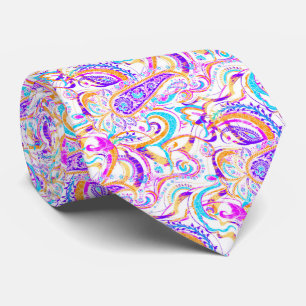 Süßes weißes farbenfrohes Paisley-Design Krawatte