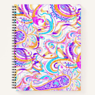 Süßes weißes farbenfrohes Paisley-Design Notizblock