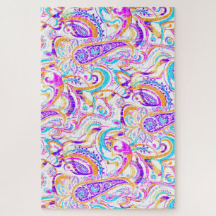 Süßes weißes farbenfrohes Paisley-Design Puzzle