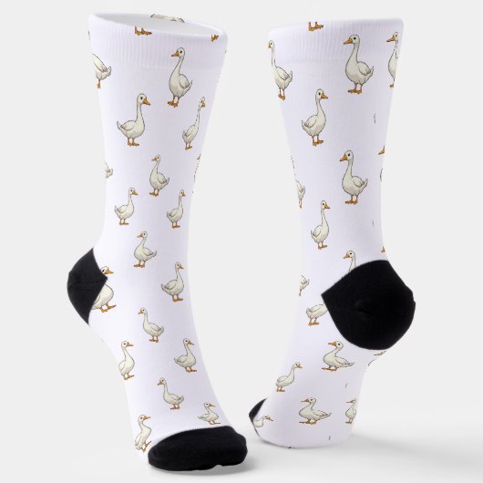 Süßes Weißes Gänse-Muster Socken (Gewinkelt)