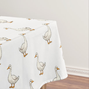 Süßes Weißes Gänse-Muster Tischdecke