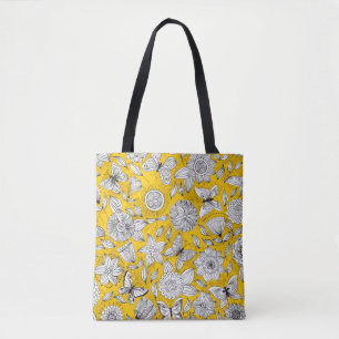 Süßes weißes gelbes florales abstraktes Design Tasche