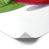 Süßes Weißes Kaninchen mit Erdbeeren Poster (Ecke)