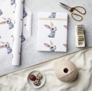 Süßes weißes Kaninchen mit großen blauen Augen Geschenkpapier