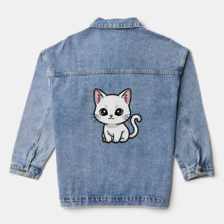Süßes weißes Kätzchen Jeansjacke