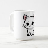 Süßes weißes Kätzchen Kaffeetasse (Vorderseite Links)