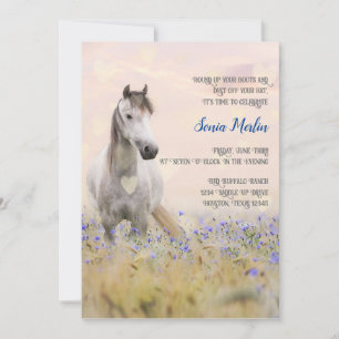 Süßes weißes Pferd Lila Blume Weiblicher Chic Einladung
