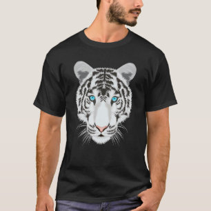 süßes weißes Tiger-Gesicht blaue Augen große Katze T-Shirt