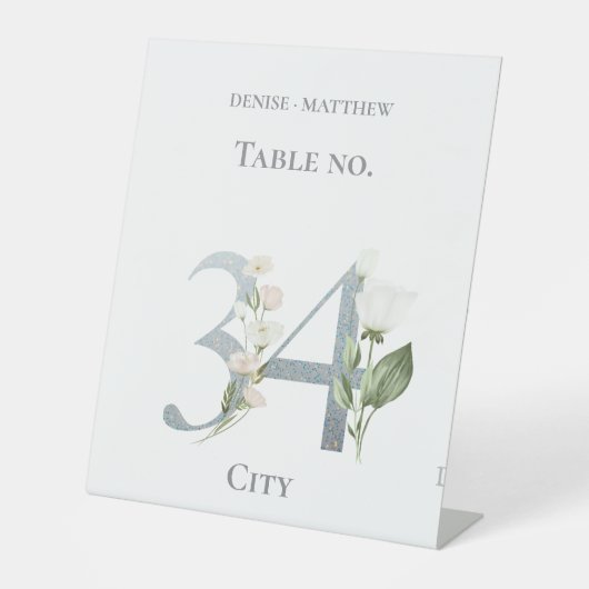 Süßes Weißes Tischnummer Sockelschild (Vorderseite)