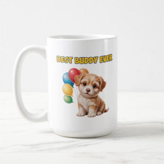 Süßes Welpen “Bester Kumpel überhaupt” Design Kaffeetasse (Links)