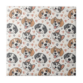 Süßes Welpen-Gesicht-Muster Kinder-Design für Hund Fliese