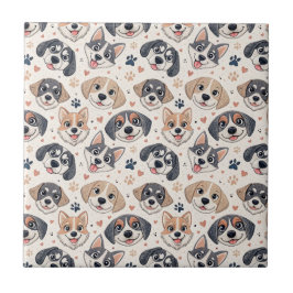 Süßes Welpen-Gesicht-Muster Kinder-Design für Hund Fliese