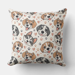 Süßes Welpen-Gesicht-Muster Kinder-Design für Hund Kissen
