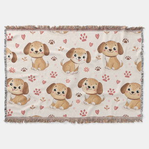 Süßes Welpen-Herzen-Wasserfarben-Muster (1) Decke