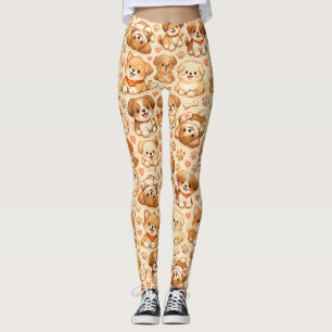 Süßes Welpen-Herzen-Wasserfarbmuster (2) Leggings
