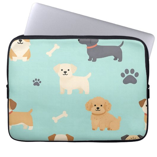 Süßes Welpen-Hund-Muster Laptopschutzhülle (Vorderseite)