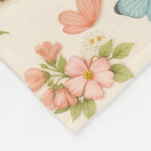 Süßes Welpen-Muster Blumen Schmetterling Fleecedecke (Ecke)