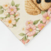 Süßes Welpen-Muster Blumen Schmetterling Fleecedecke (Ecke)